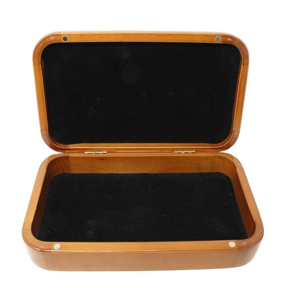 Global World Geographic Map Glossy Wooden Magnetic Trinket Hinged Lined Box - Picture 2 of 8